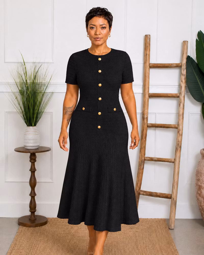 The Textured Edit Midi Dress - cutemingle