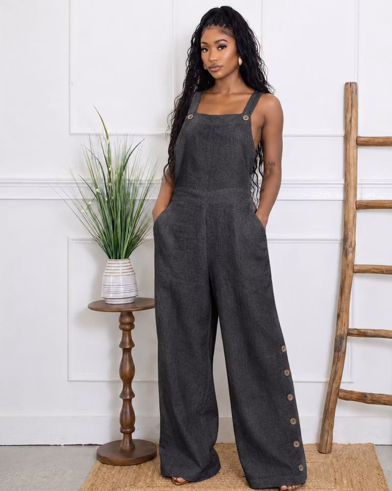Marlow Button Wide-Leg Overall - cutemingle