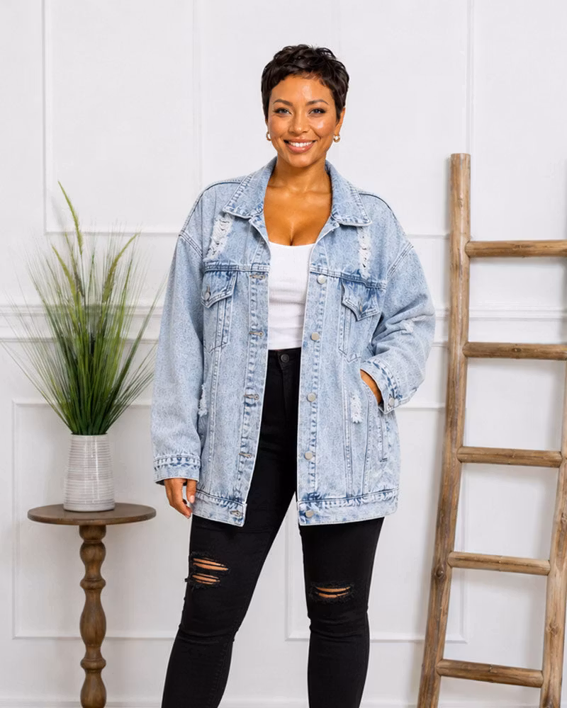 After Hours Distressed Denim Jacket - cutemingle