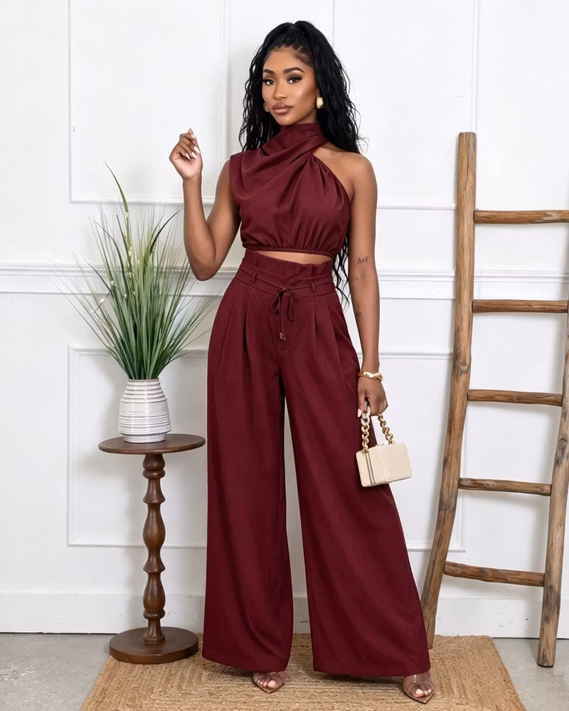 Soft Neck Pants Set - cutemingle