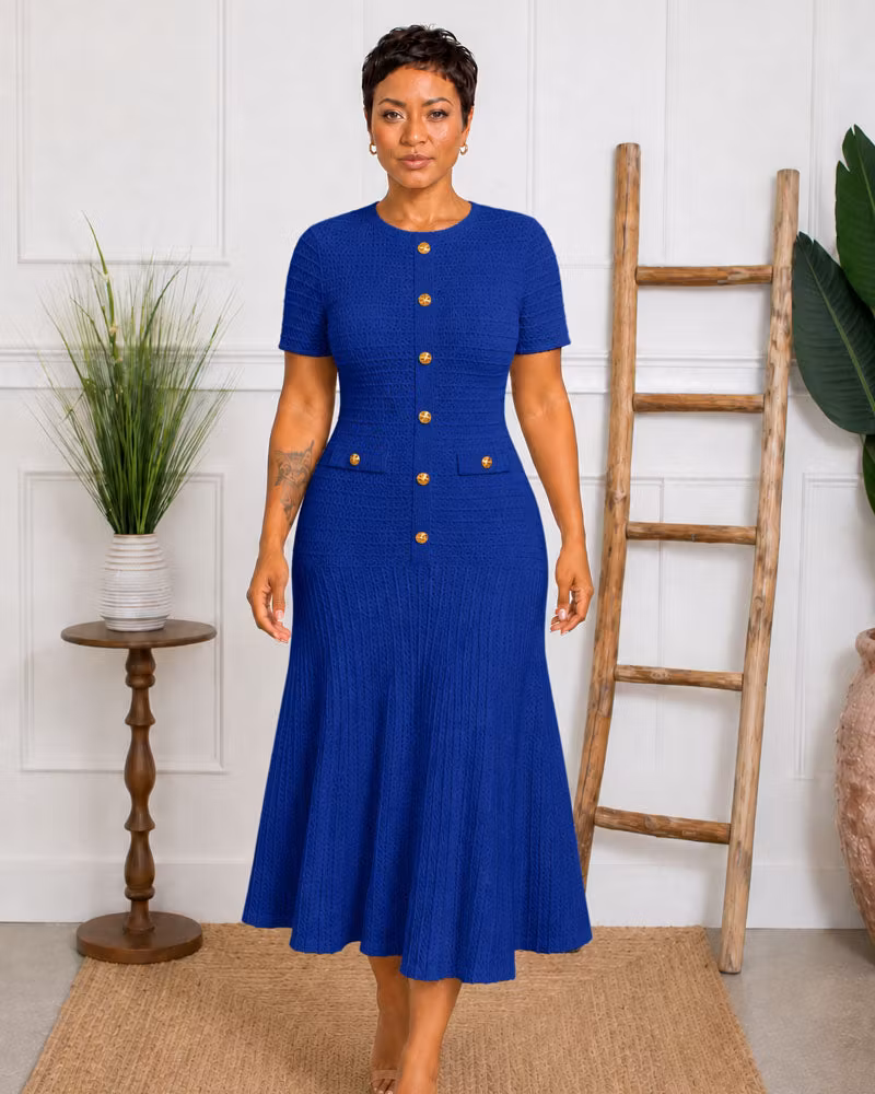 The Textured Edit Midi Dress - cutemingle