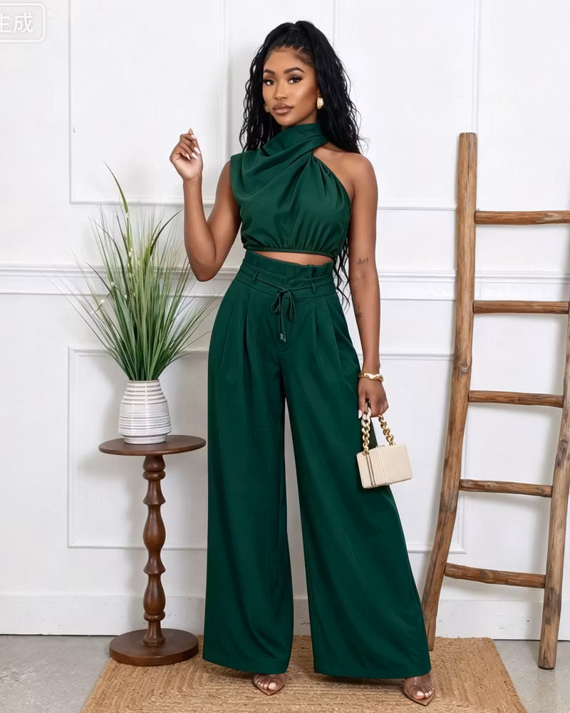 Soft Neck Pants Set - cutemingle