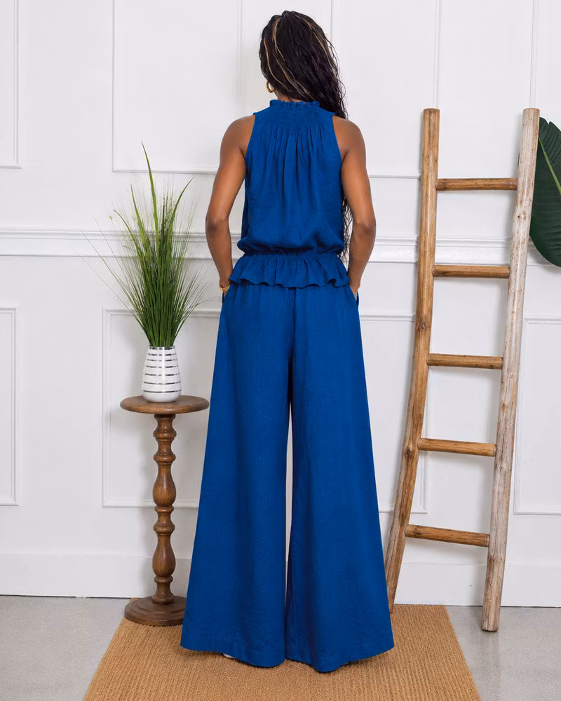Solea Ruffle Linen Pants Set - cutemingle