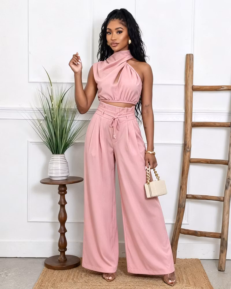 Soft Neck Pants Set - cutemingle