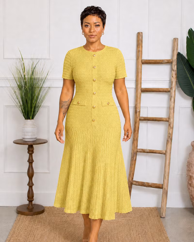 The Textured Edit Midi Dress - cutemingle