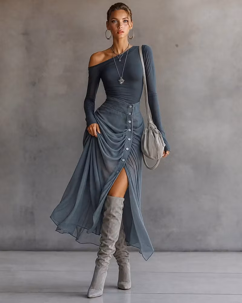 After Hours Off-Shoulder Skirt Set - cutemingle