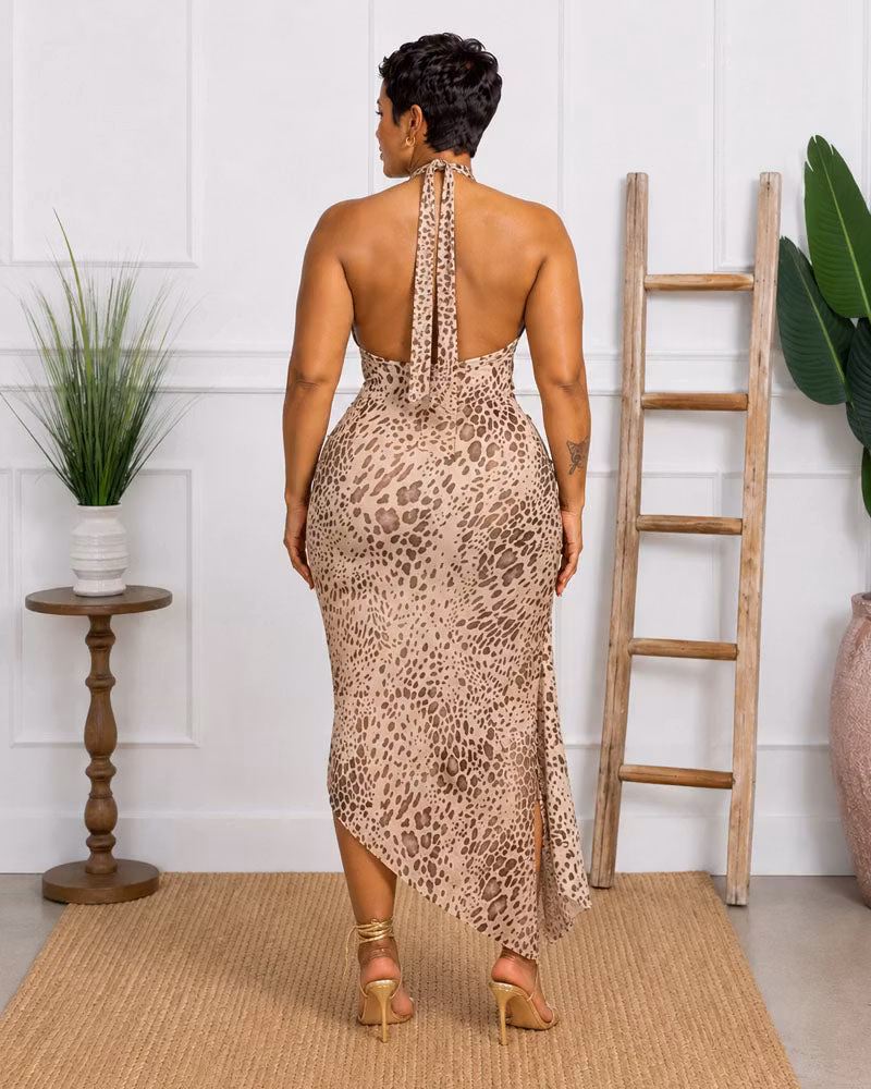 Wild Muse Leopard Halter Maxi Dress - cutemingle
