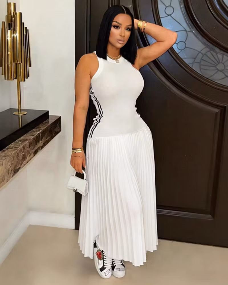 Elegant Ribbed Tank Dress - cutemingle
