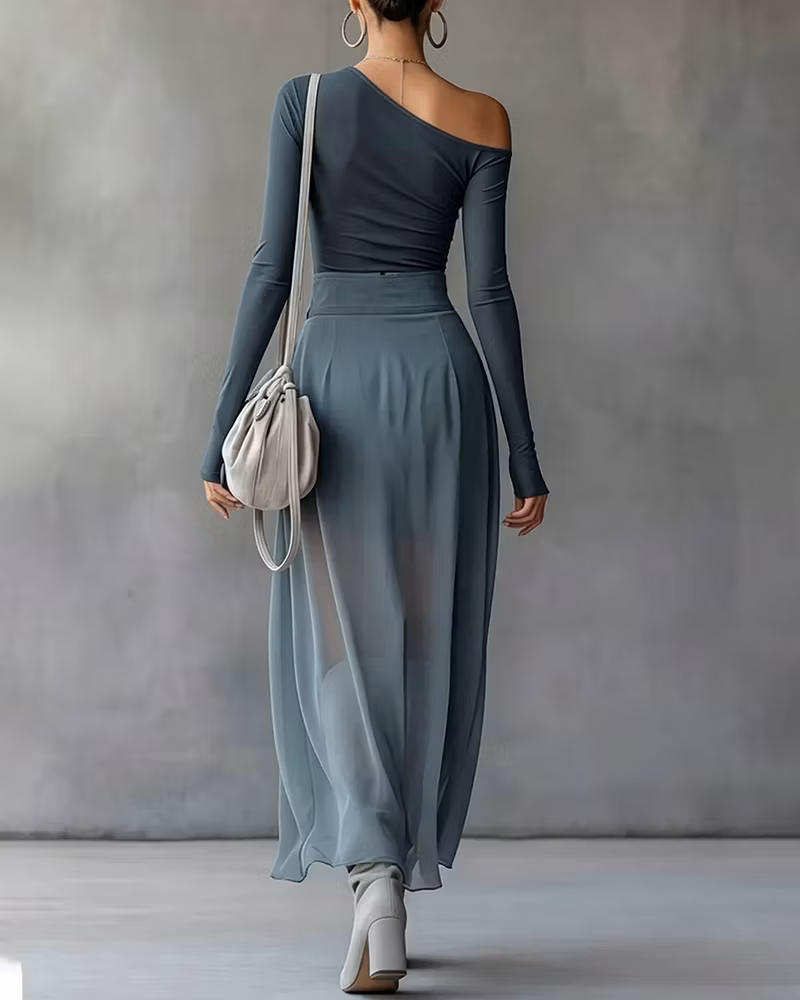 After Hours Off-Shoulder Skirt Set - cutemingle