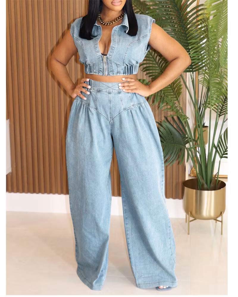 Mrs. Independent Denim Set - cutemingle