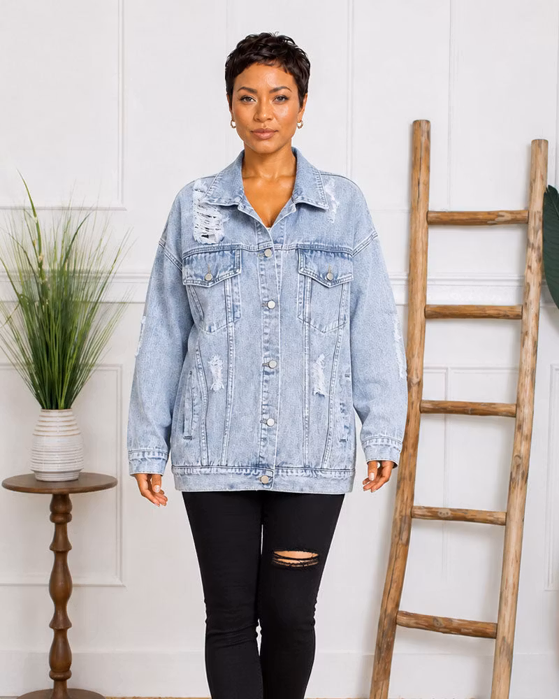 After Hours Distressed Denim Jacket - cutemingle