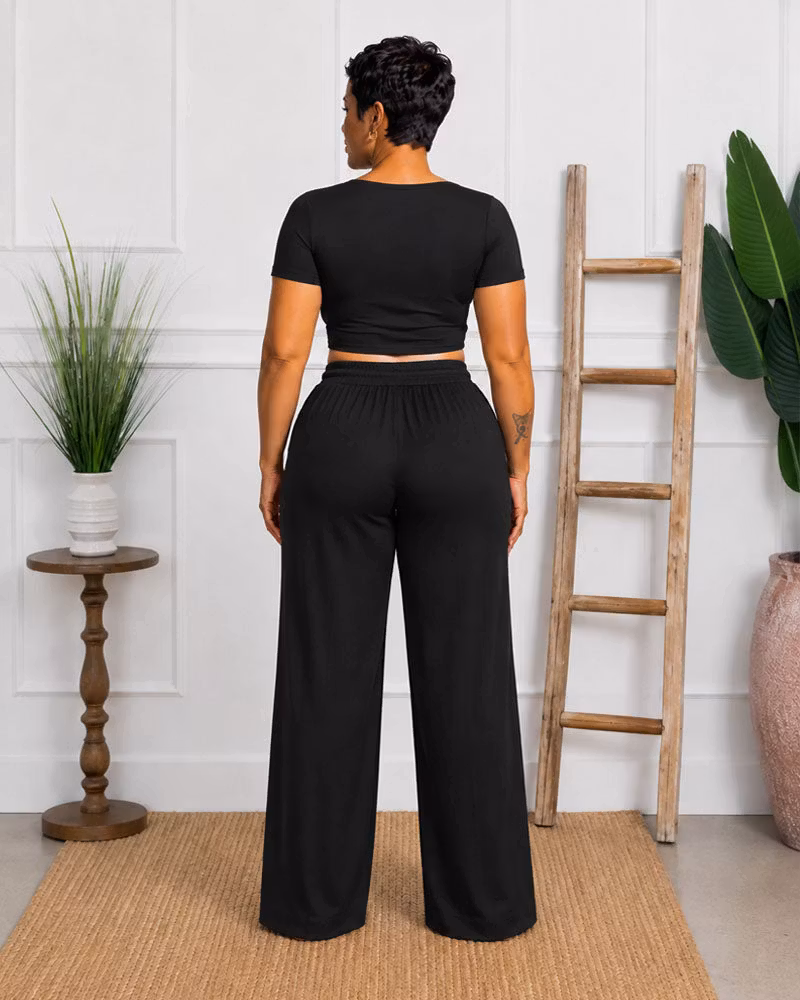 Easy Hours Button-Top Pant Set - cutemingle