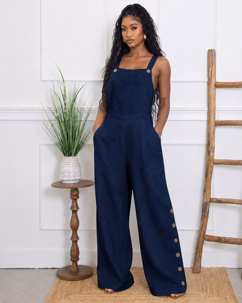 Marlow Button Wide-Leg Overall - cutemingle