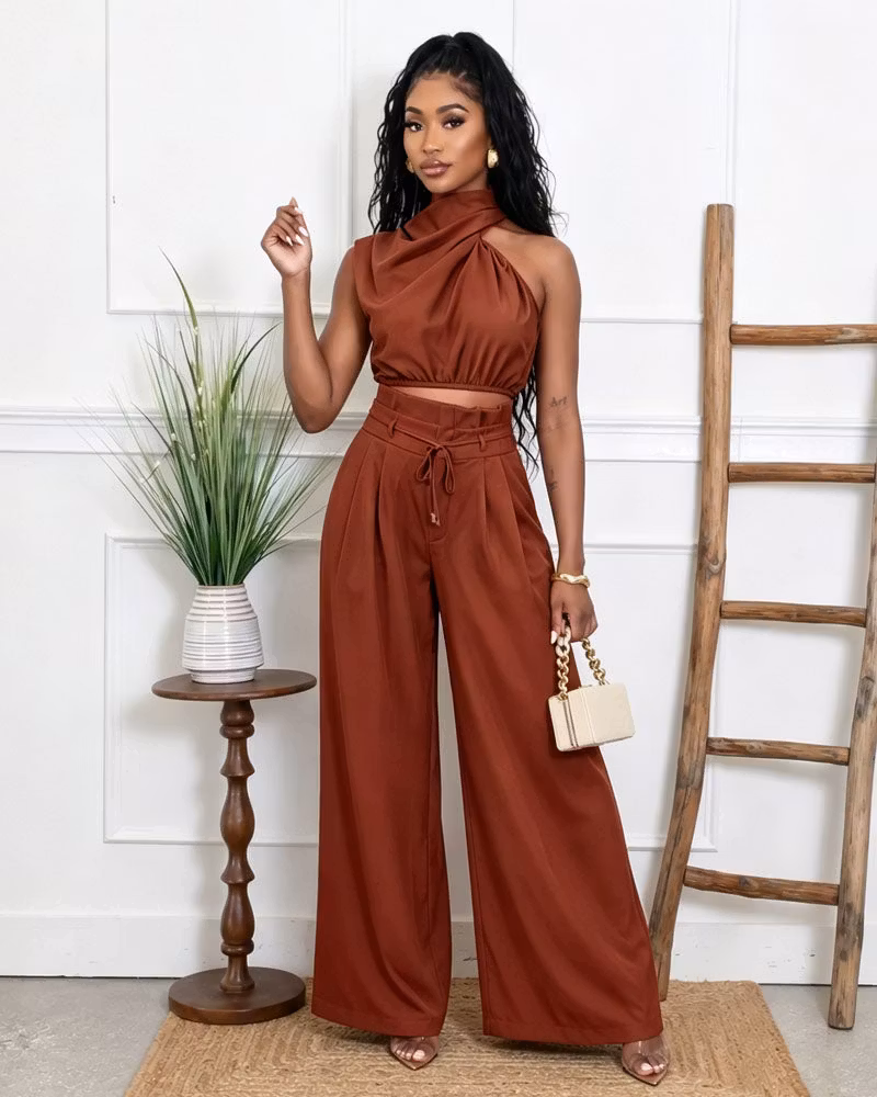 Soft Neck Pants Set - cutemingle
