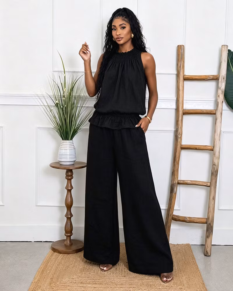 Solea Ruffle Linen Pants Set - cutemingle