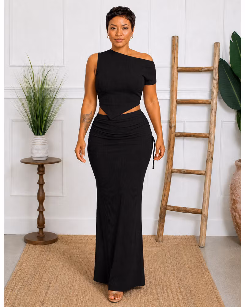 Asymmetrical Crop Tee & Mermaid Skirt Set - cutemingle