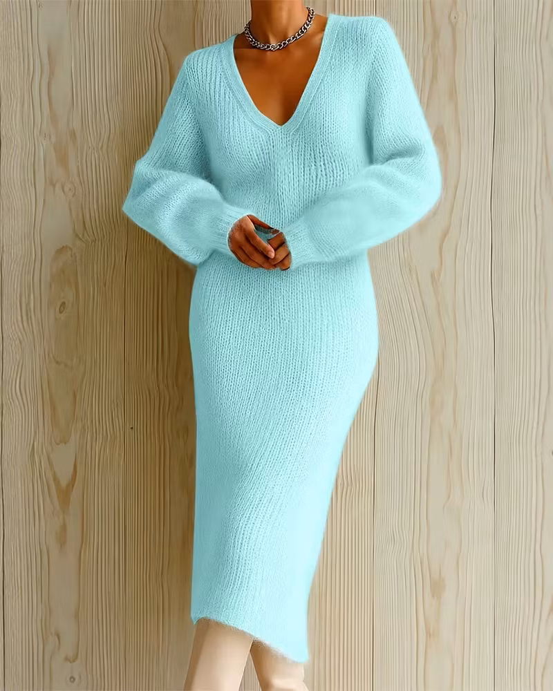 Cozy Season Puff Sweater Dress - cutemingle