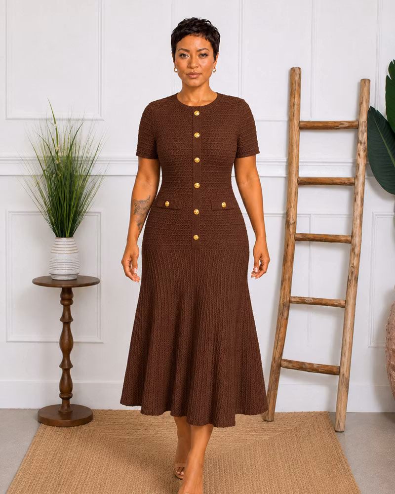 The Textured Edit Midi Dress - cutemingle