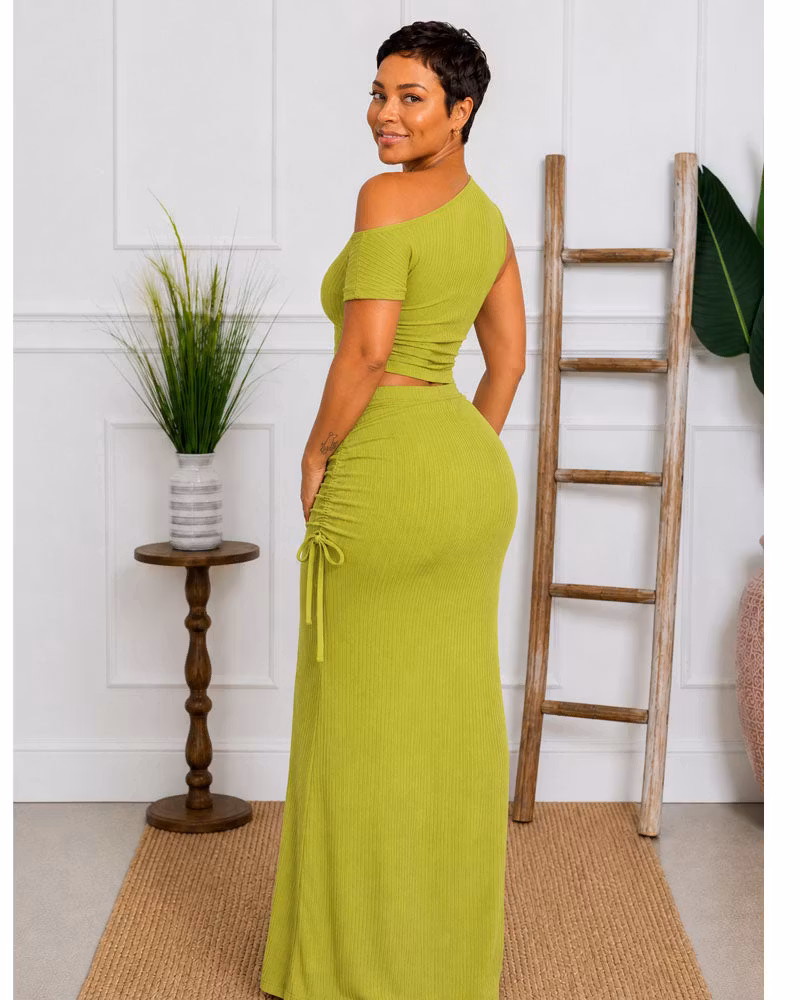 Asymmetrical Crop Tee & Mermaid Skirt Set - cutemingle