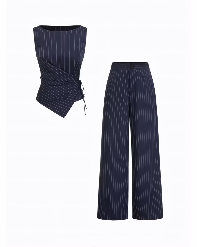 Stephanie Pinstripe Pant Set - cutemingle