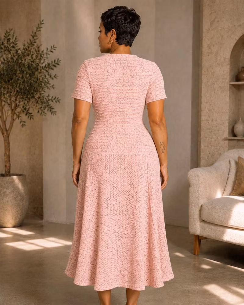 The Textured Edit Midi Dress - cutemingle