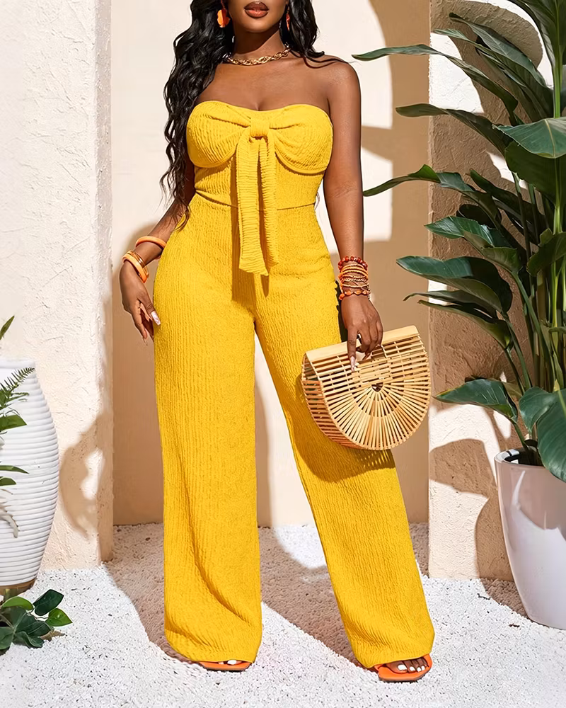 Elegant Bow Silhouette Jumpsuit - cutemingle