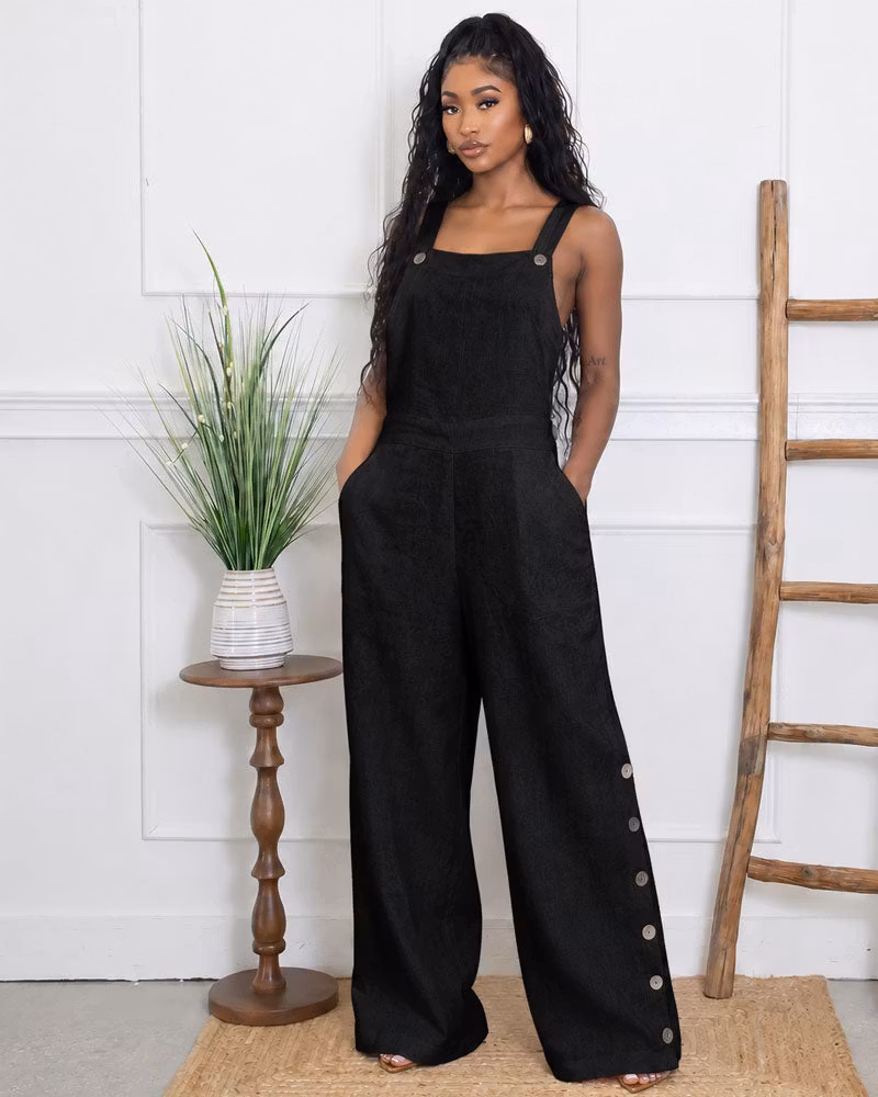 Marlow Button Wide-Leg Overall - cutemingle