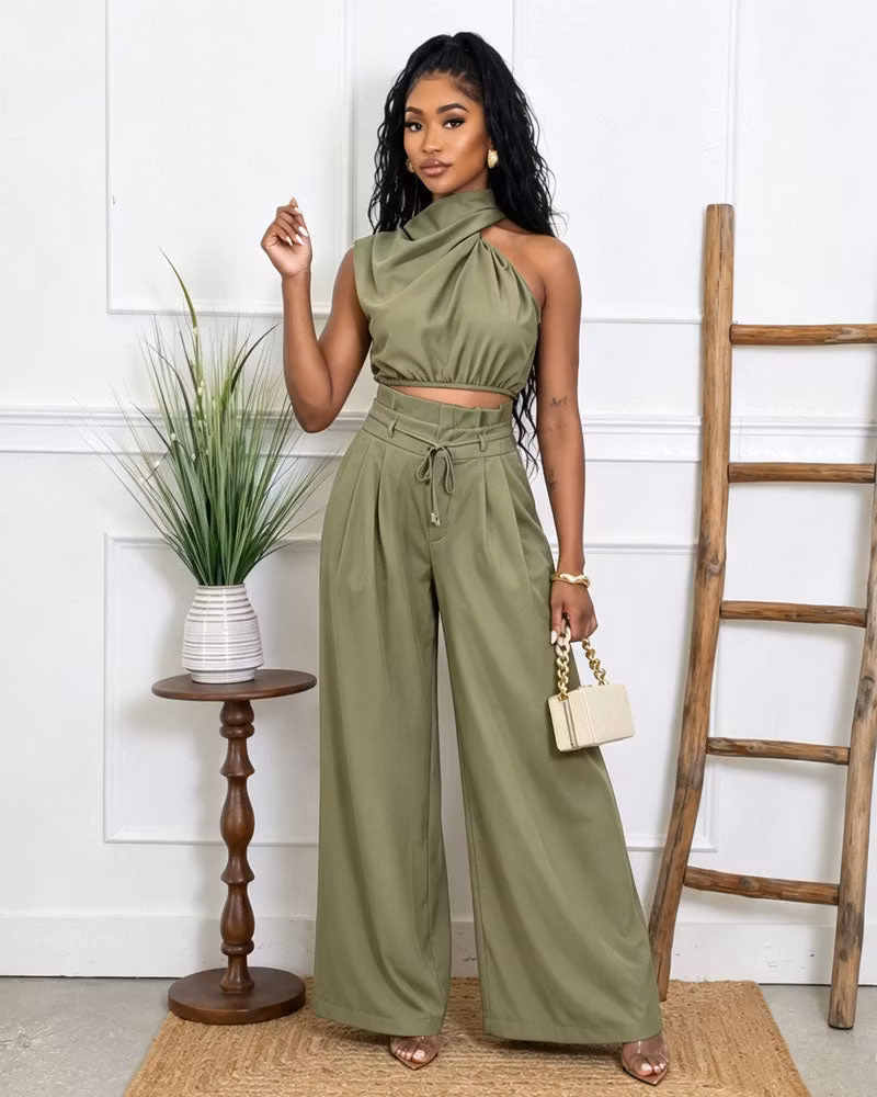 Soft Neck Pants Set - cutemingle