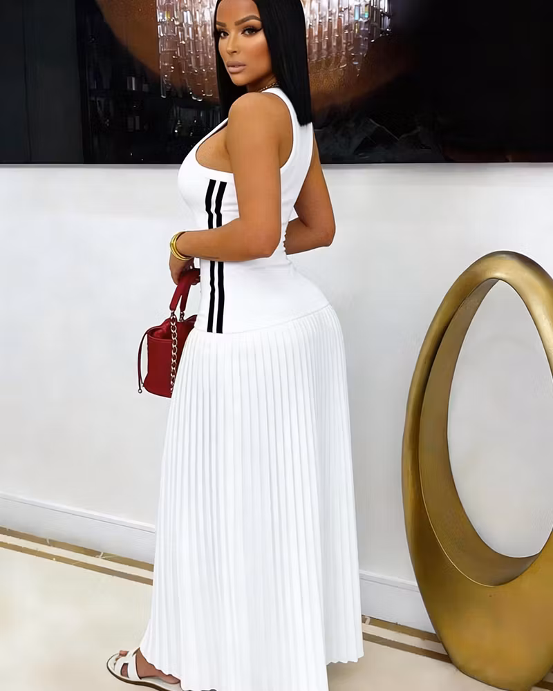 Elegant Ribbed Tank Dress - cutemingle