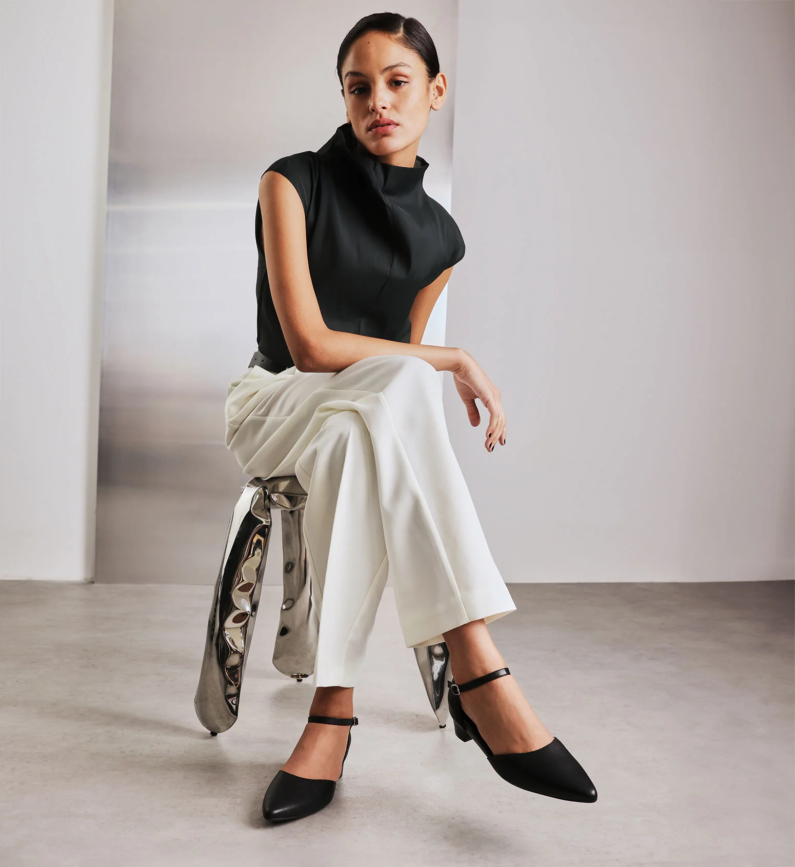 Eagle Black Leather Flats