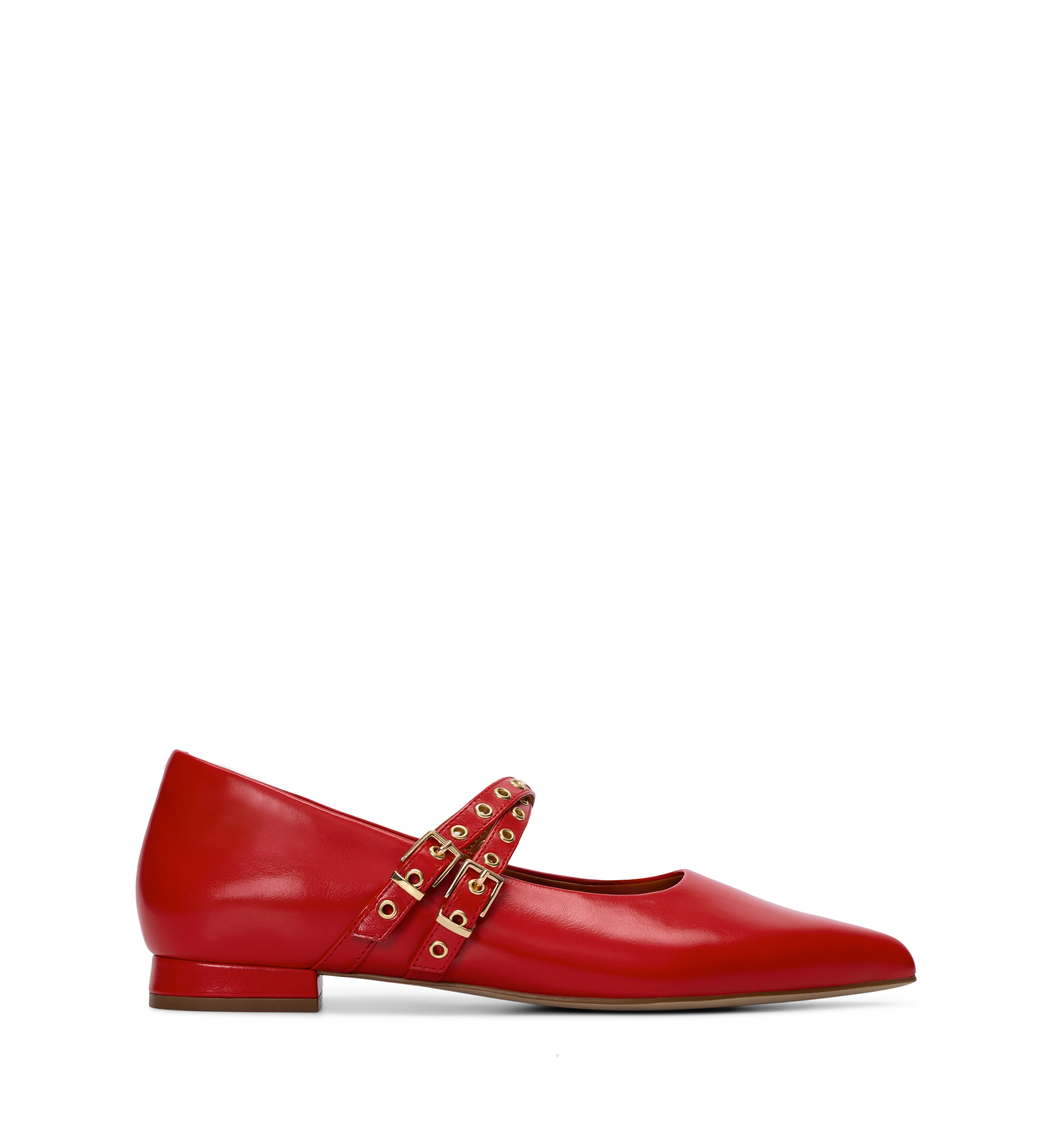 Pipilo Poppy Red Leather & Hardware Ballet flats