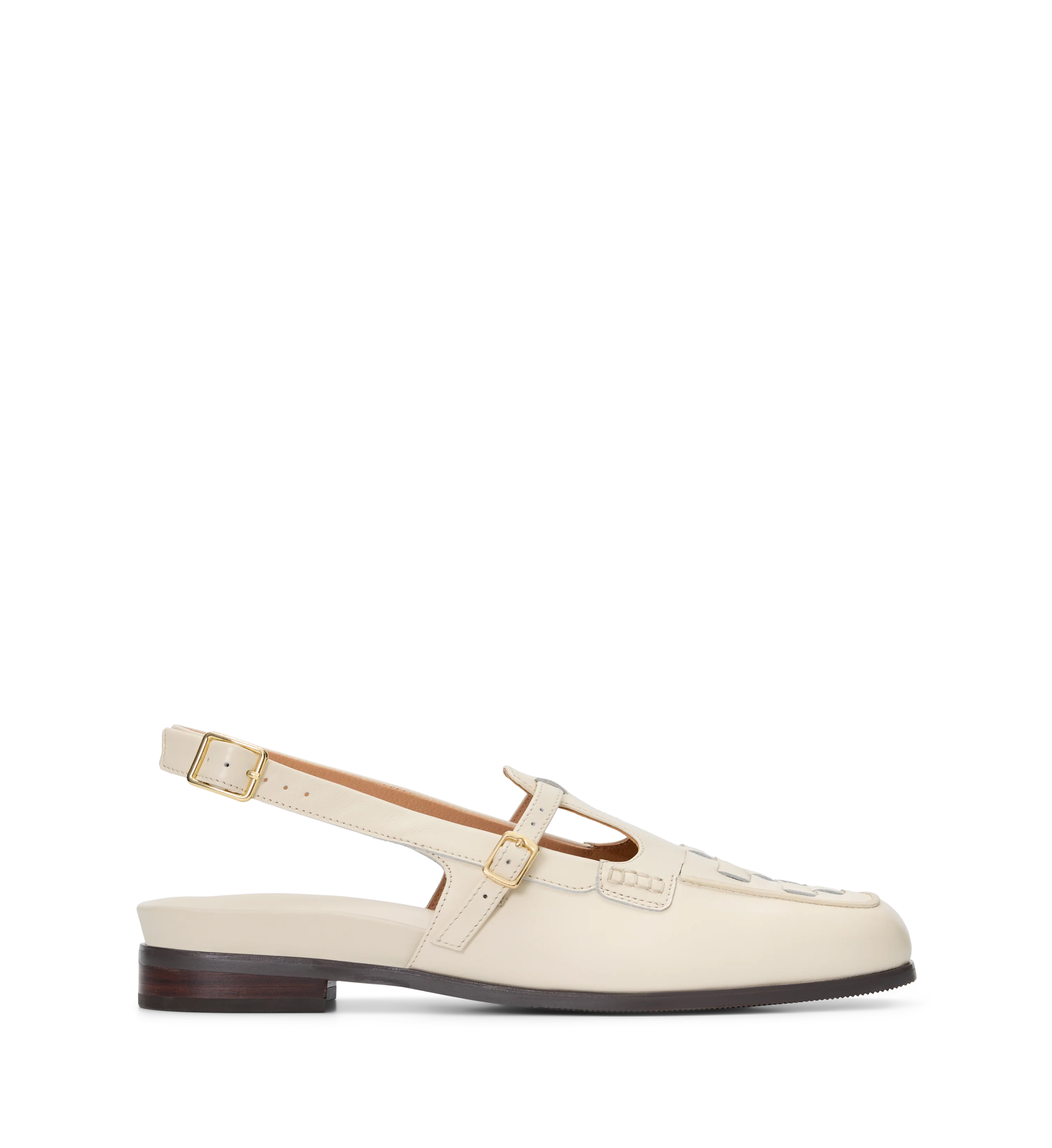 Eclectus Ecru Leather Flats