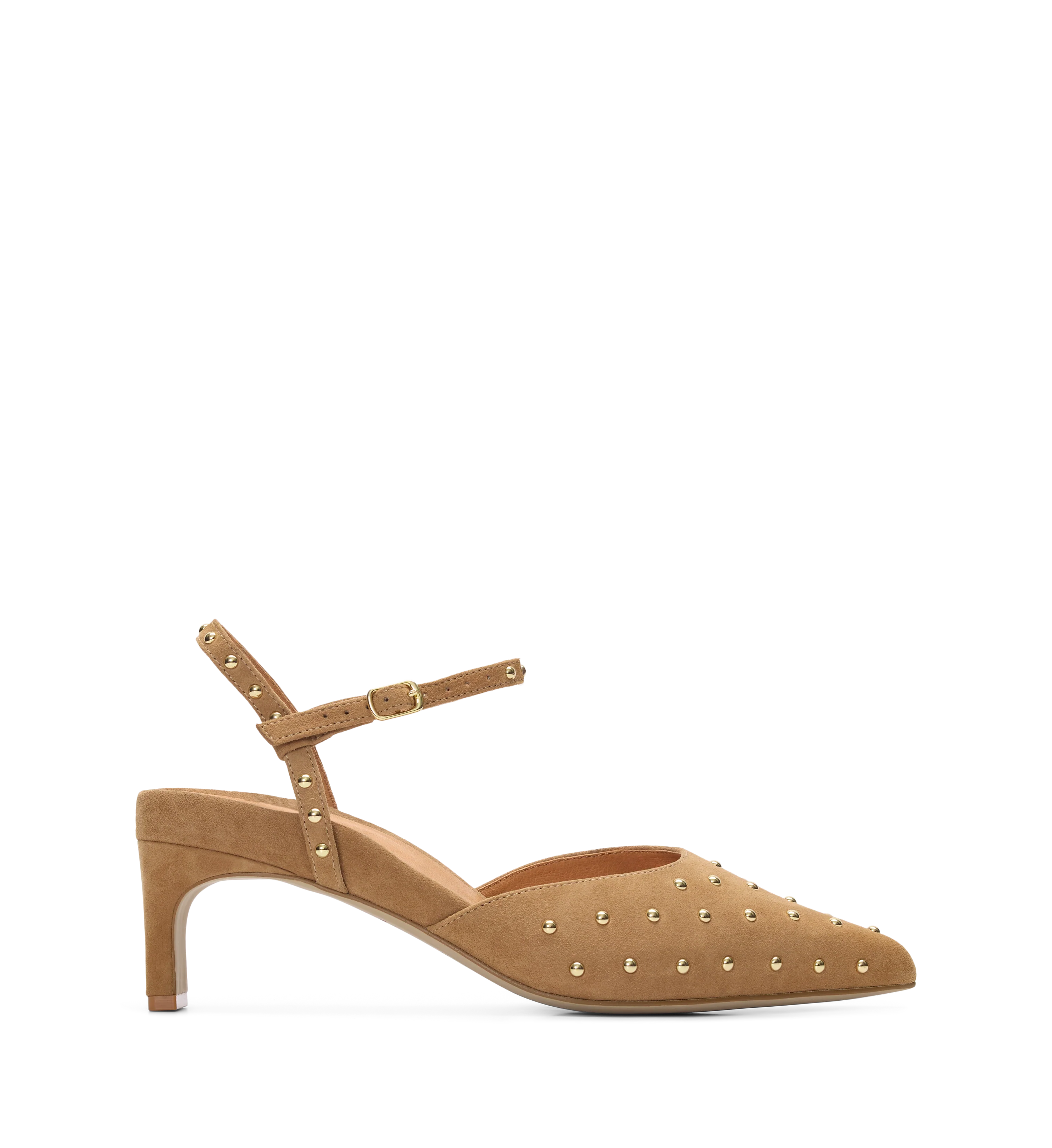Cygnini Light Tan Suede & Hardware Low Heels