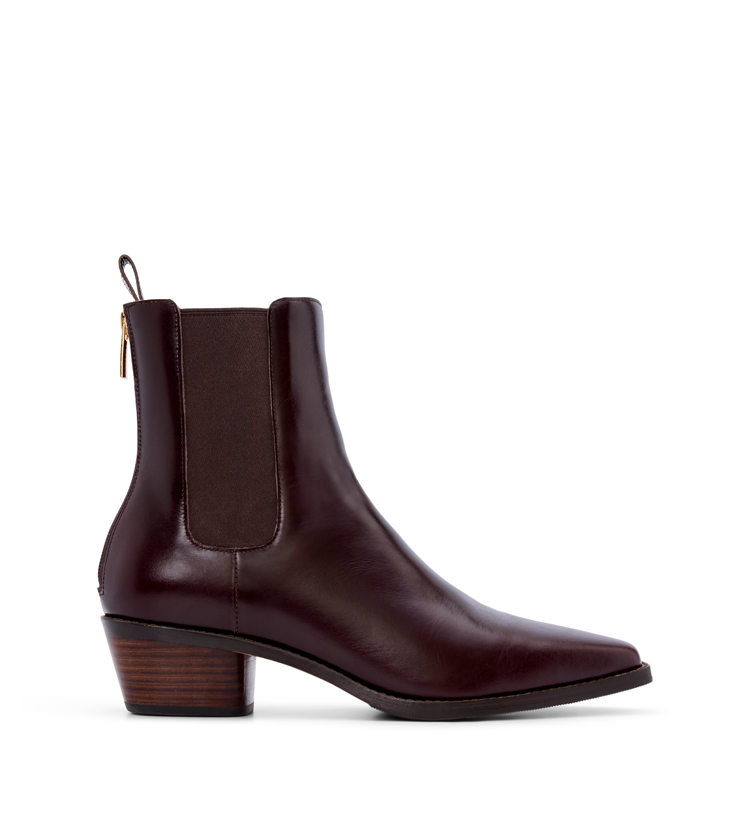 Vini Mahogany Brown Boxed Leather Heeled Boots
