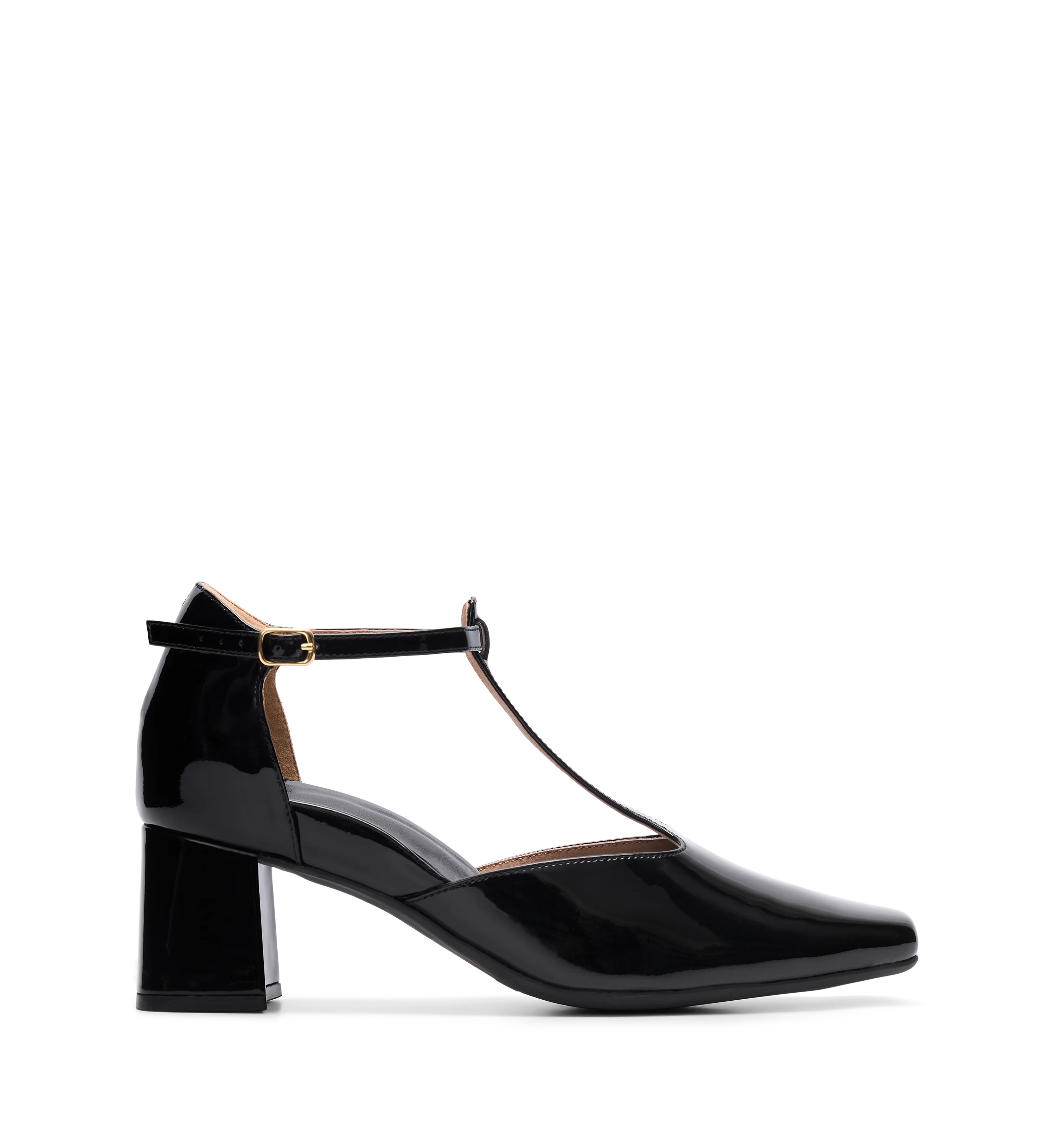 Grosbeak Black Patent Leather Low Heels