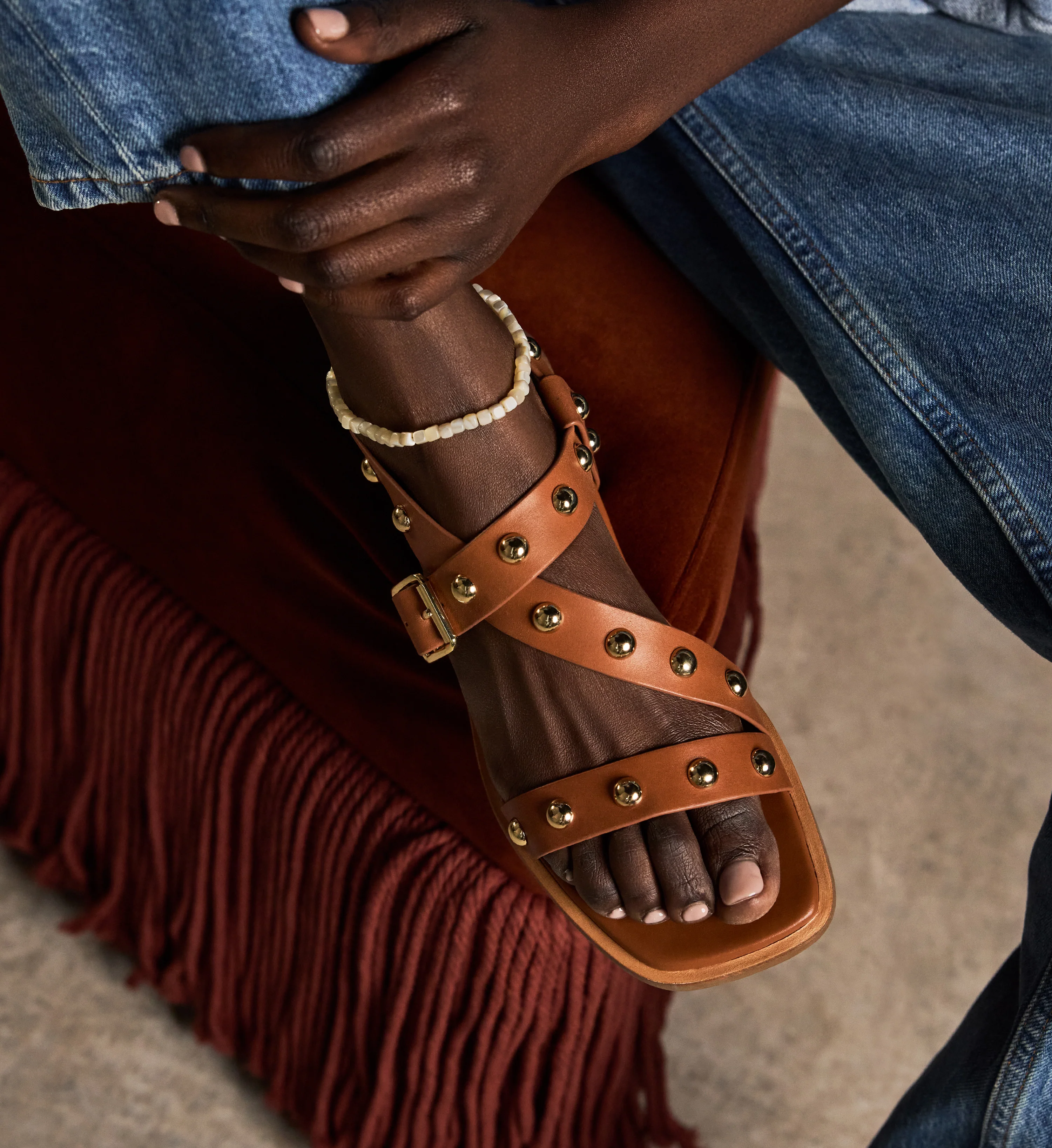 Auk Tan Leather & Hardware Sandals