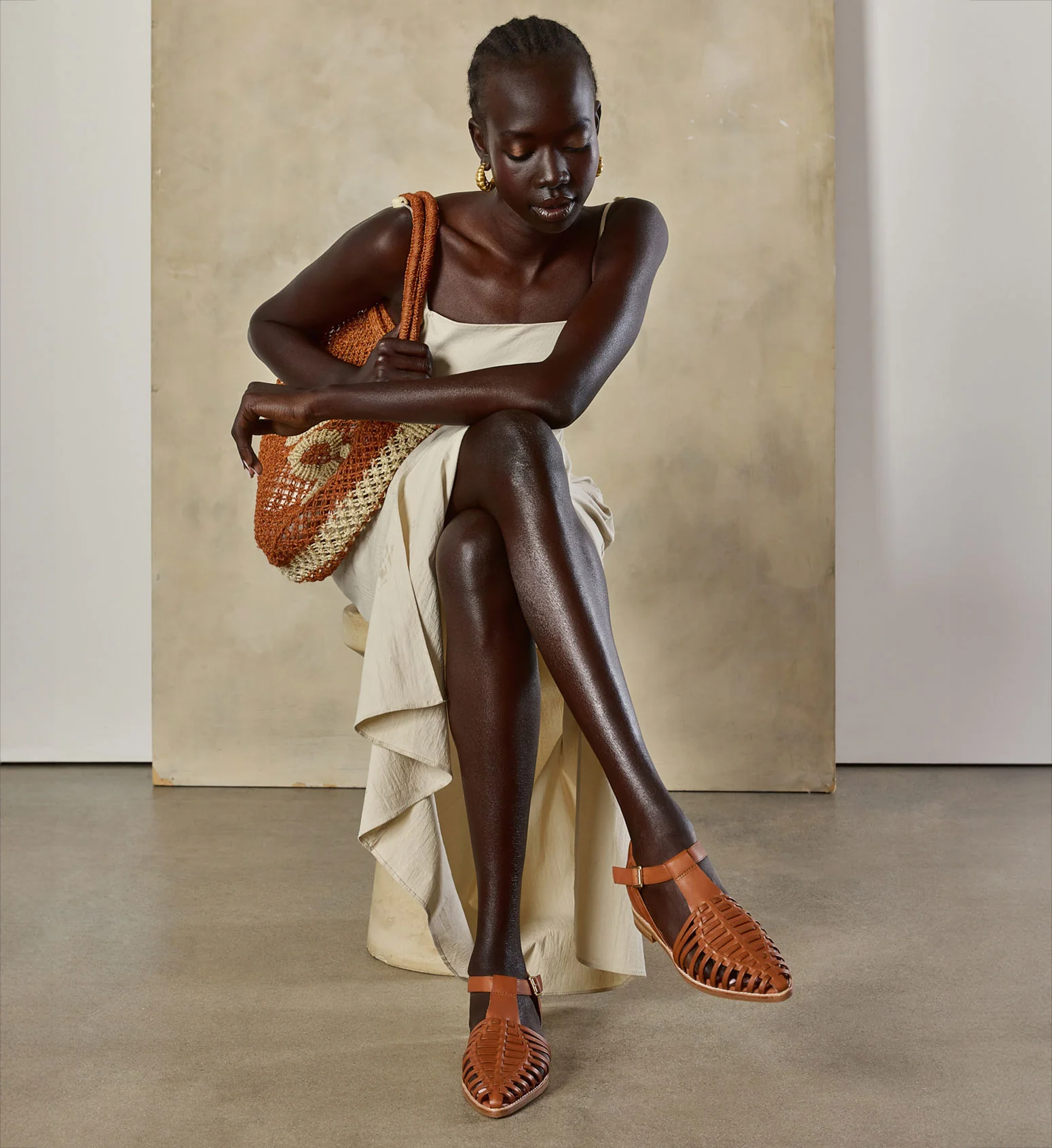 Honeyguide Terracotta Leather Woven Sandals