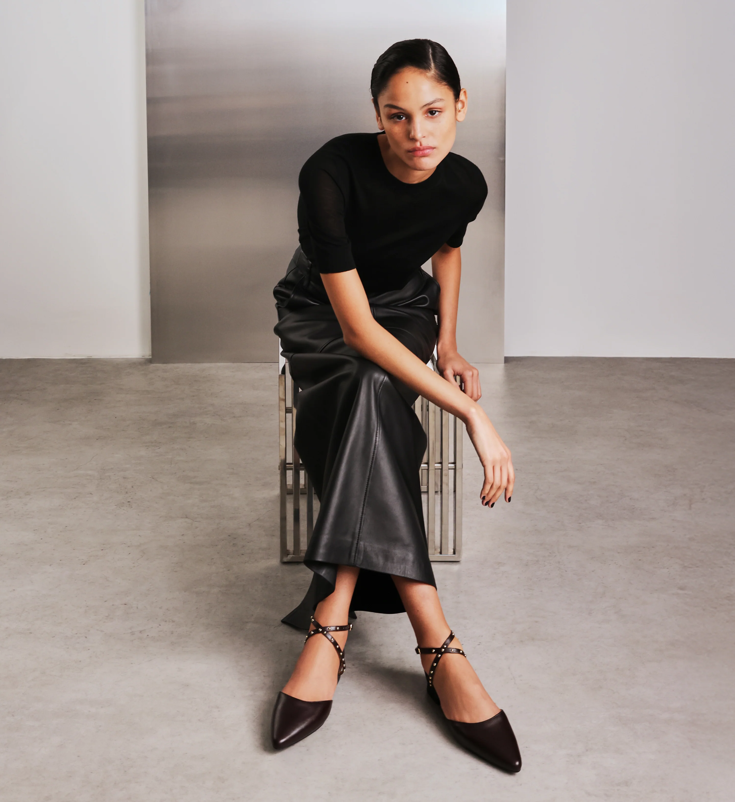 Grackle Chocolate Brown Leather Flats