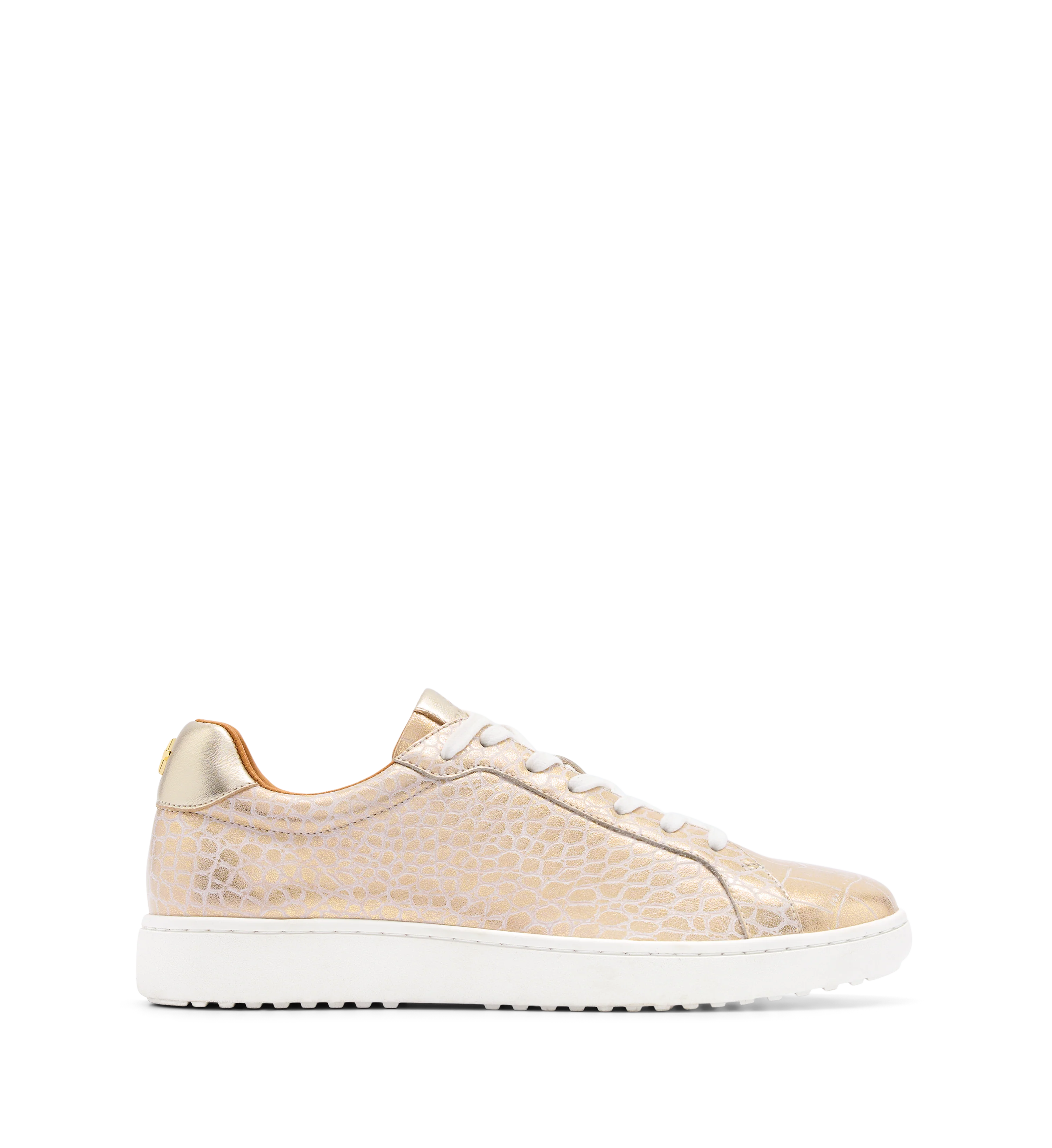 Sialia Gold Shimmer Croc Emboss Leather Sneakers