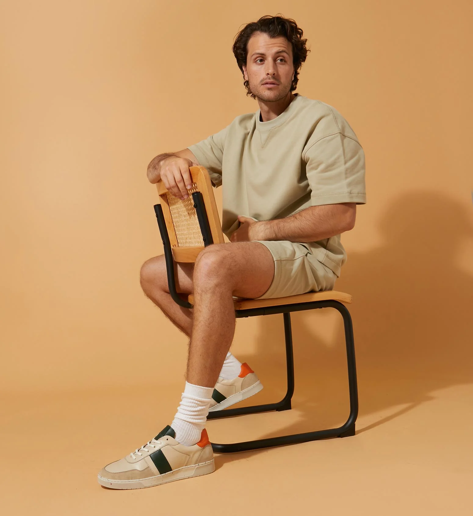 Caesium Ecru Leather Sneakers