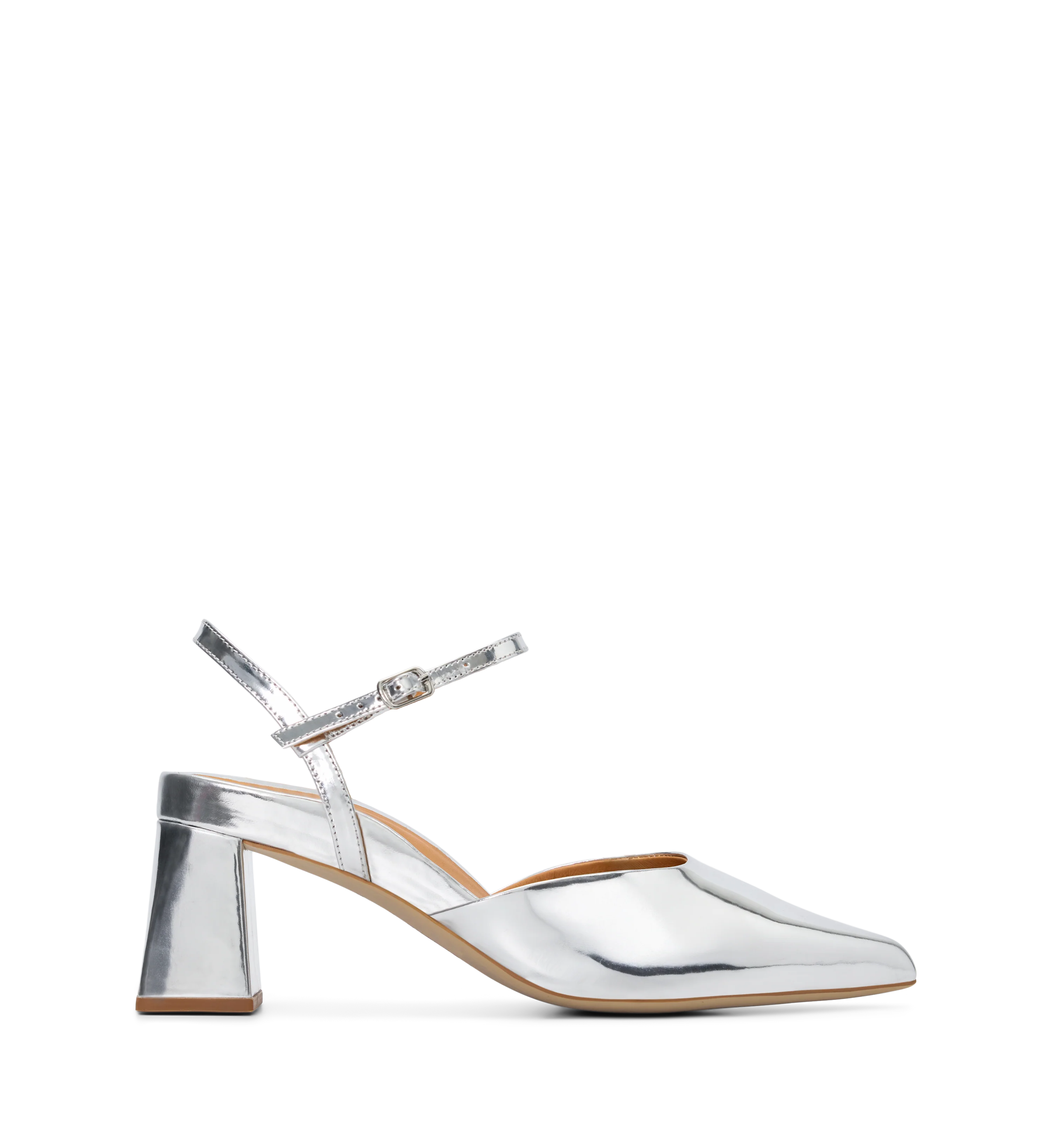 Calandra Silver Patent Leather Closed Toe Heels