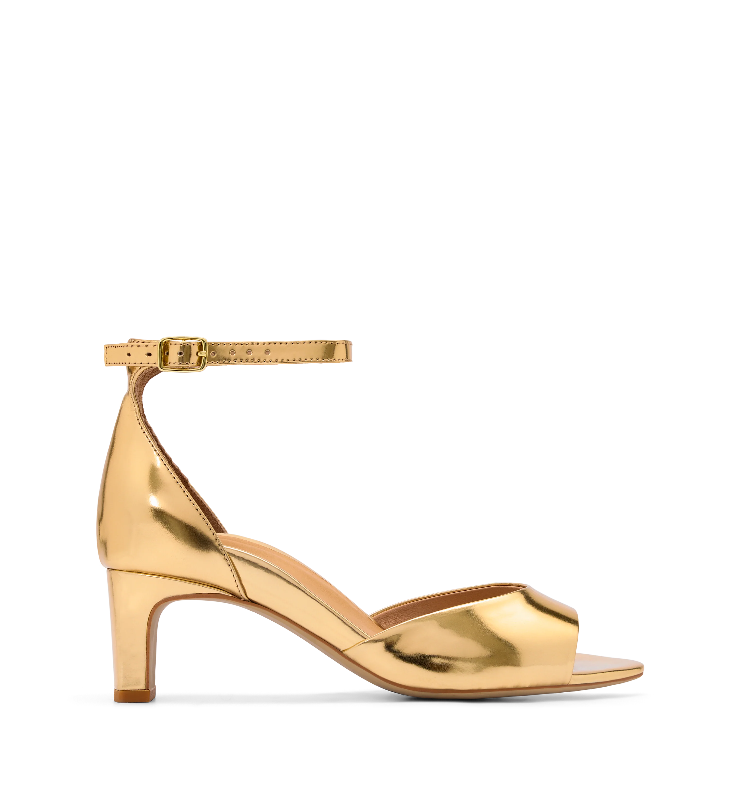 Sula Gold Patent Leather Low Heels