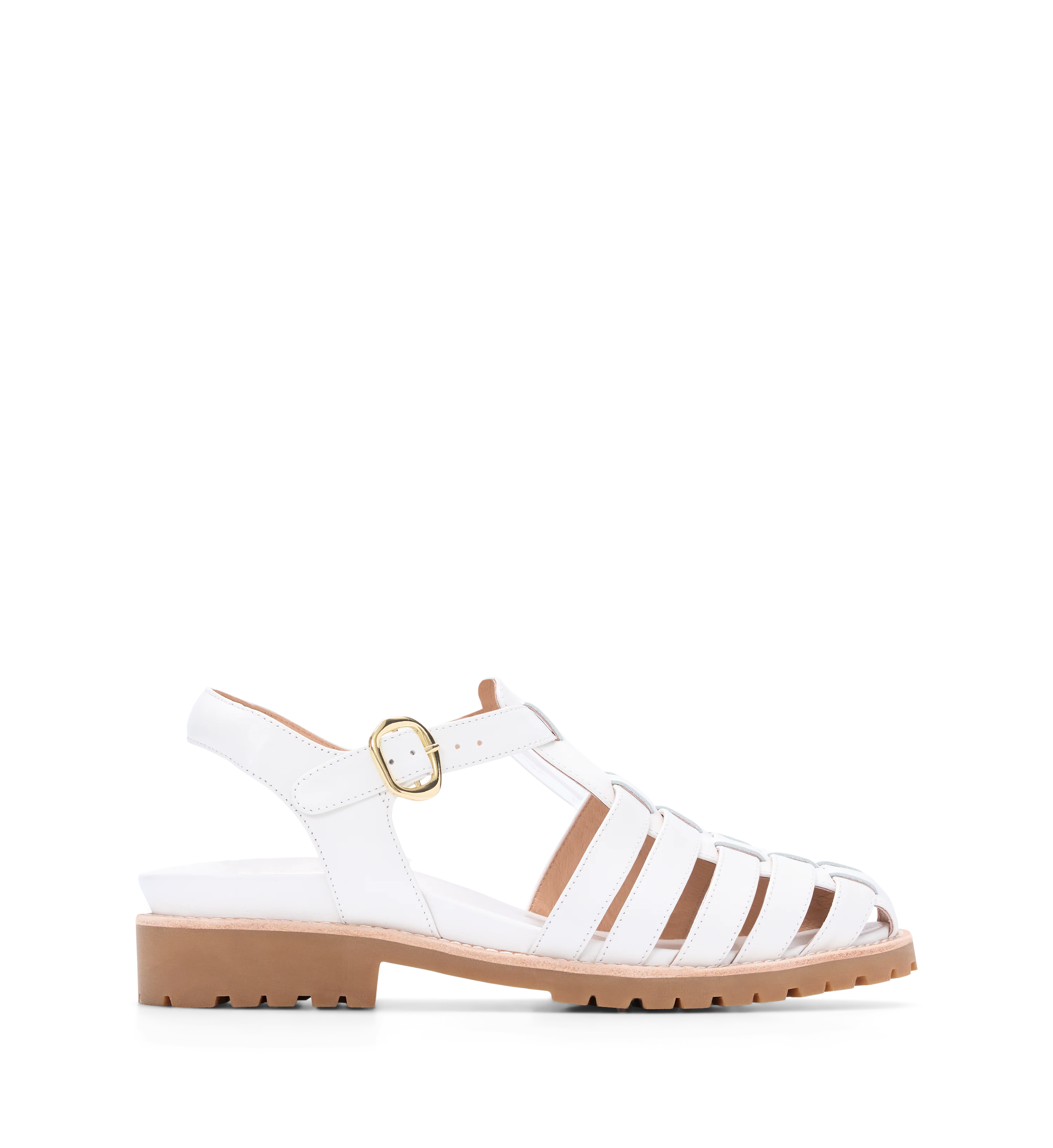 Bittern White Leather Chunky Sandals