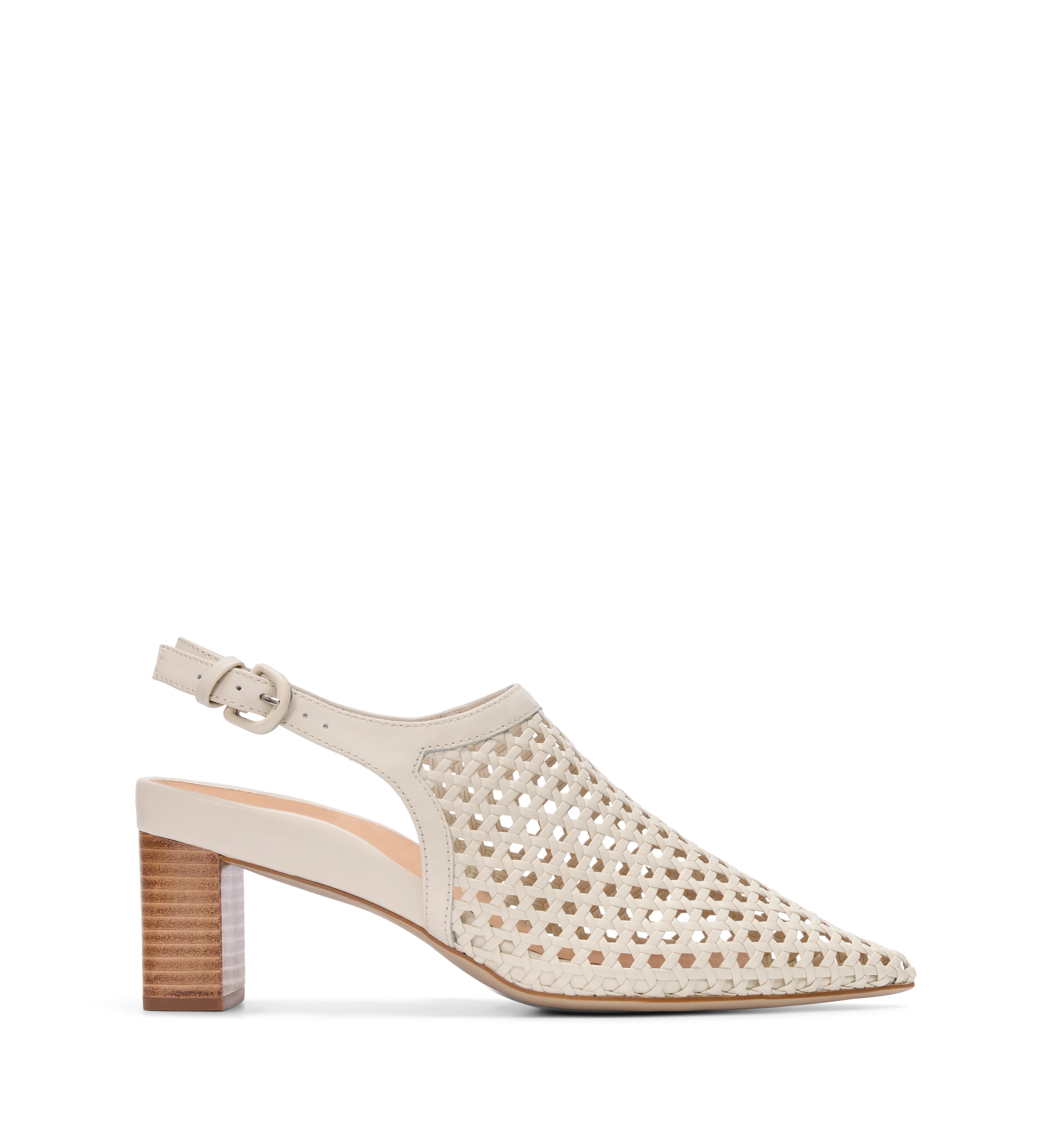 Gannet Ecru Woven Leather Low Heels