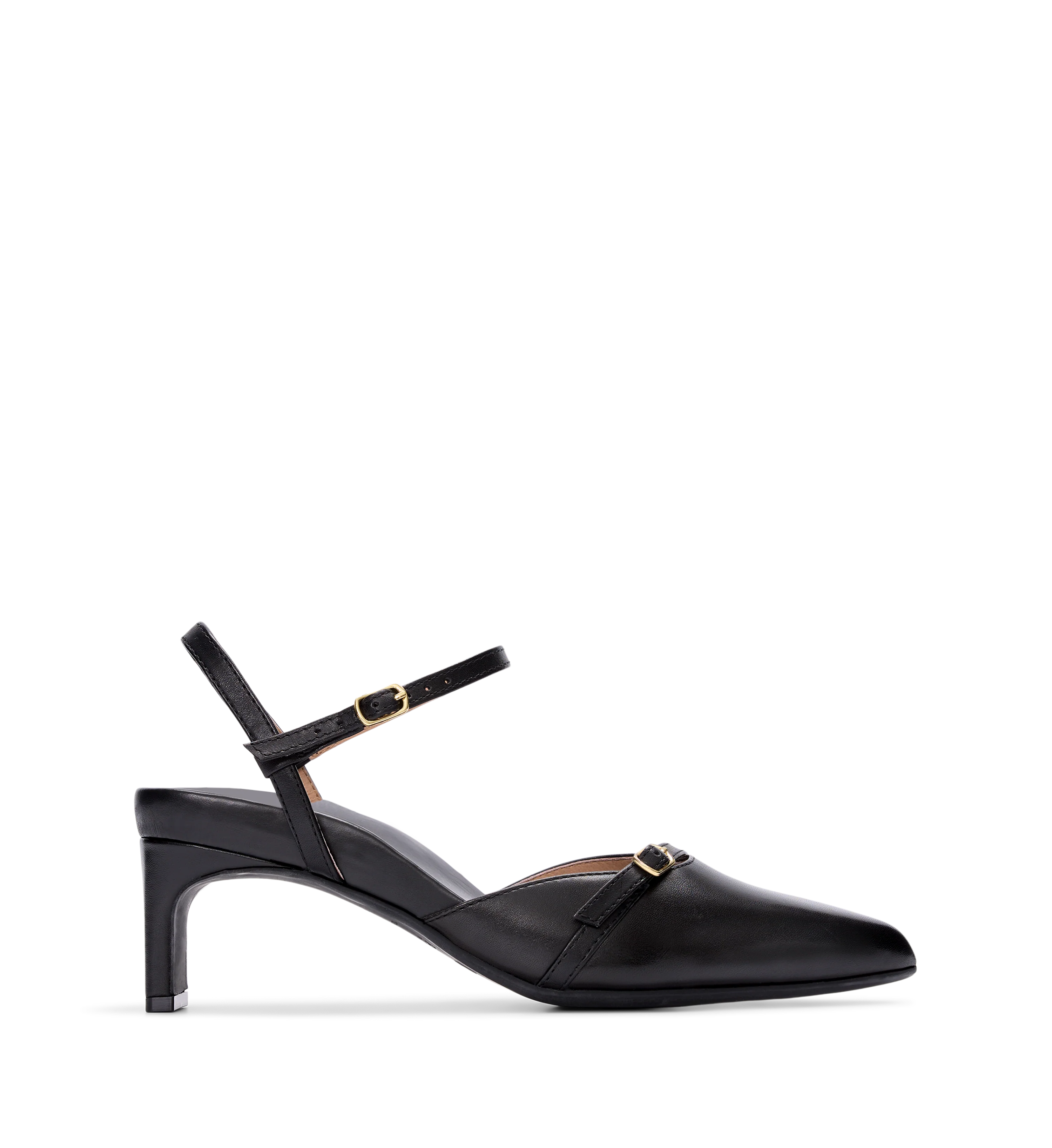 Sylph Black Leather Low Heels