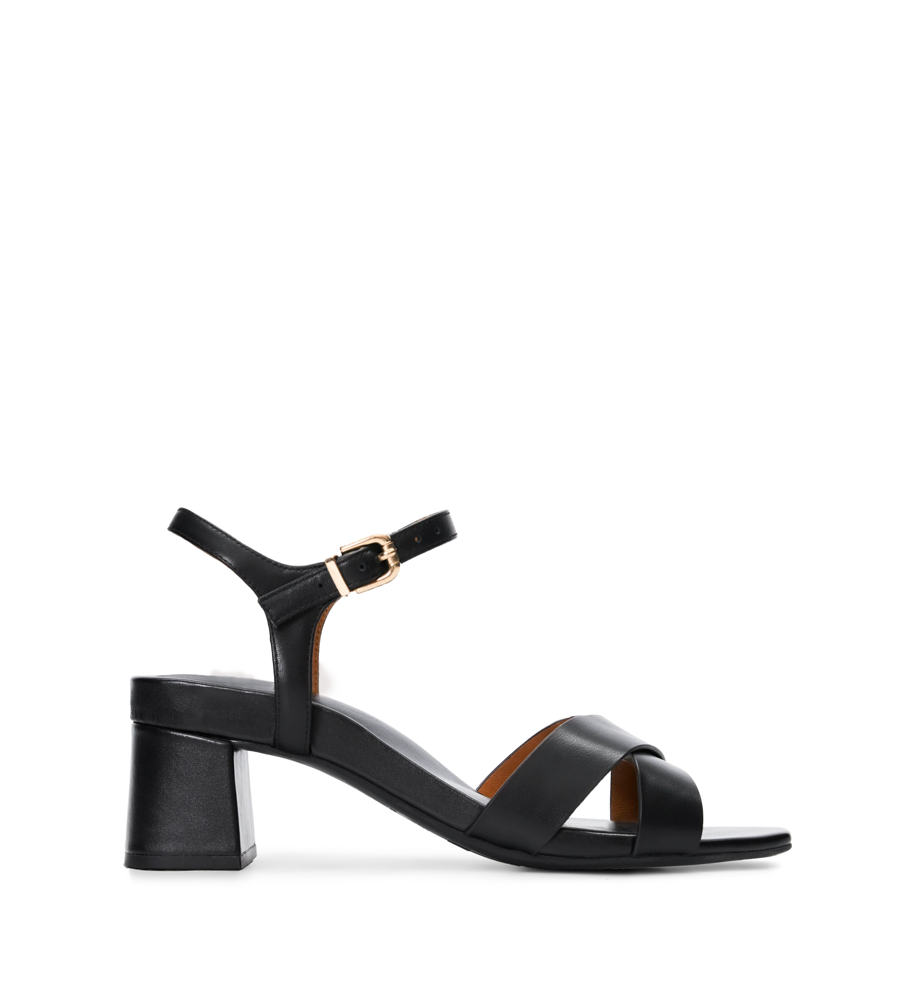 Corella Black Leather Low Heels