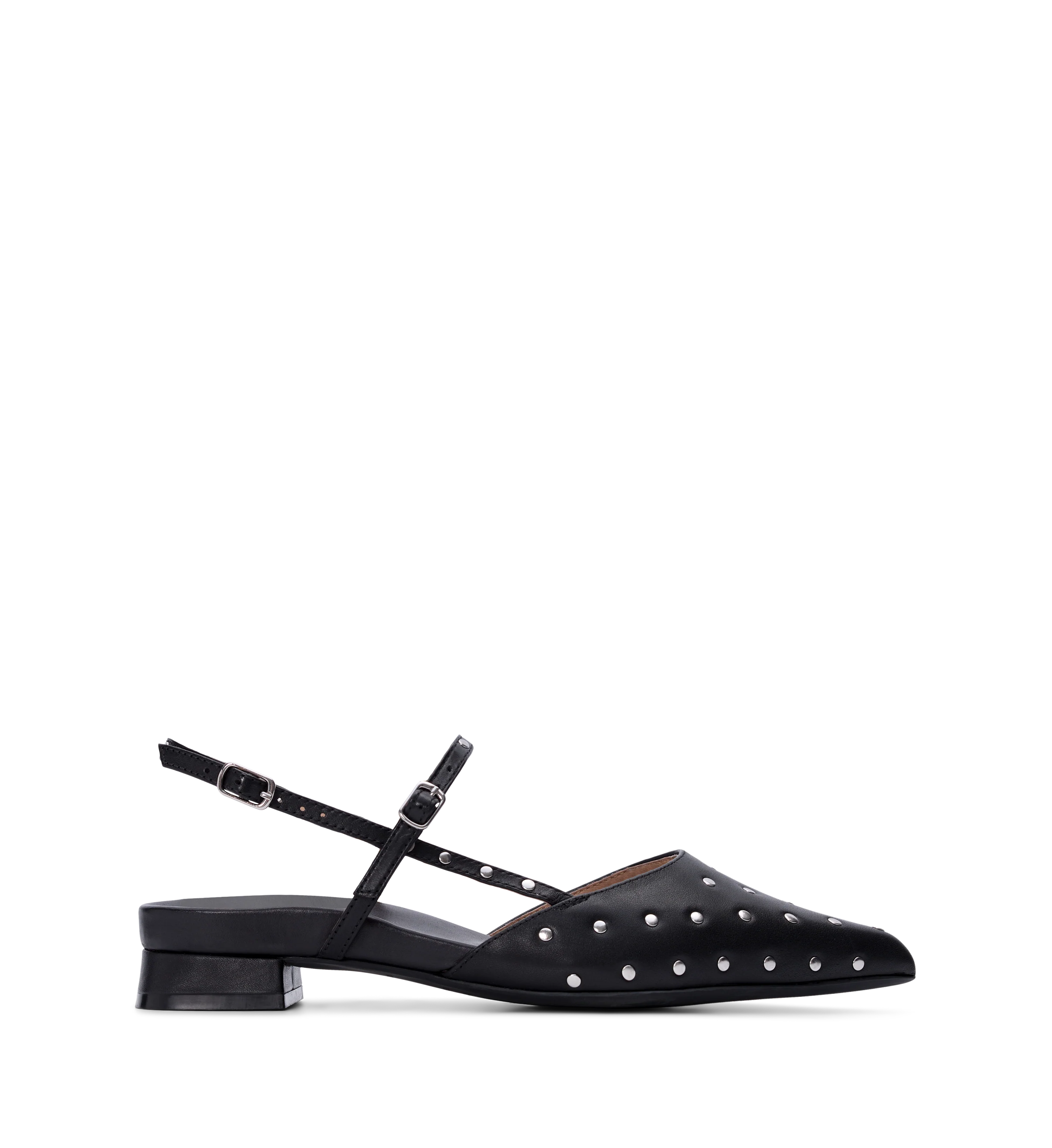 Firecrown 2 Black Leather & Hardware Flats