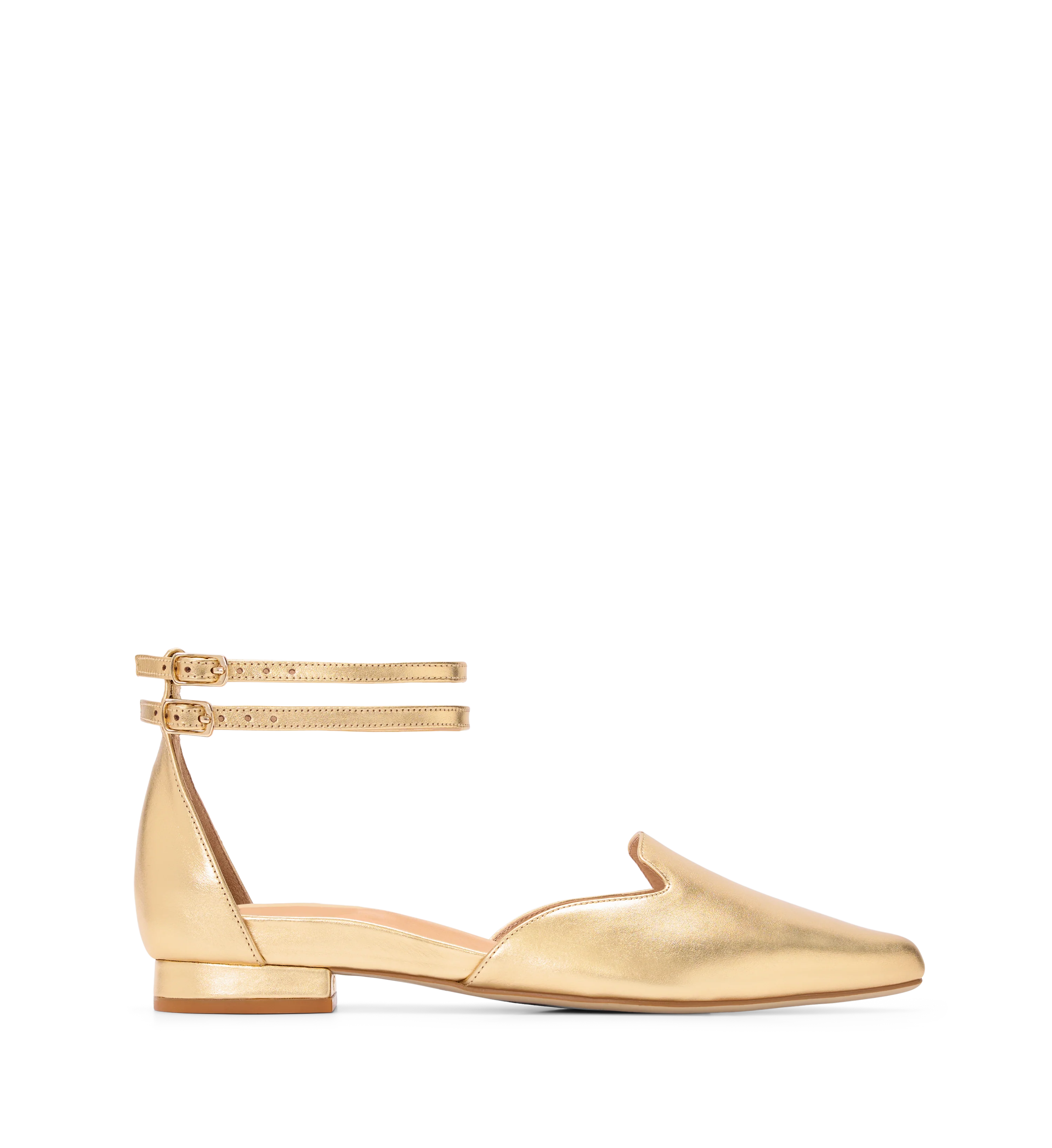 Iduna Gold Leather Flats