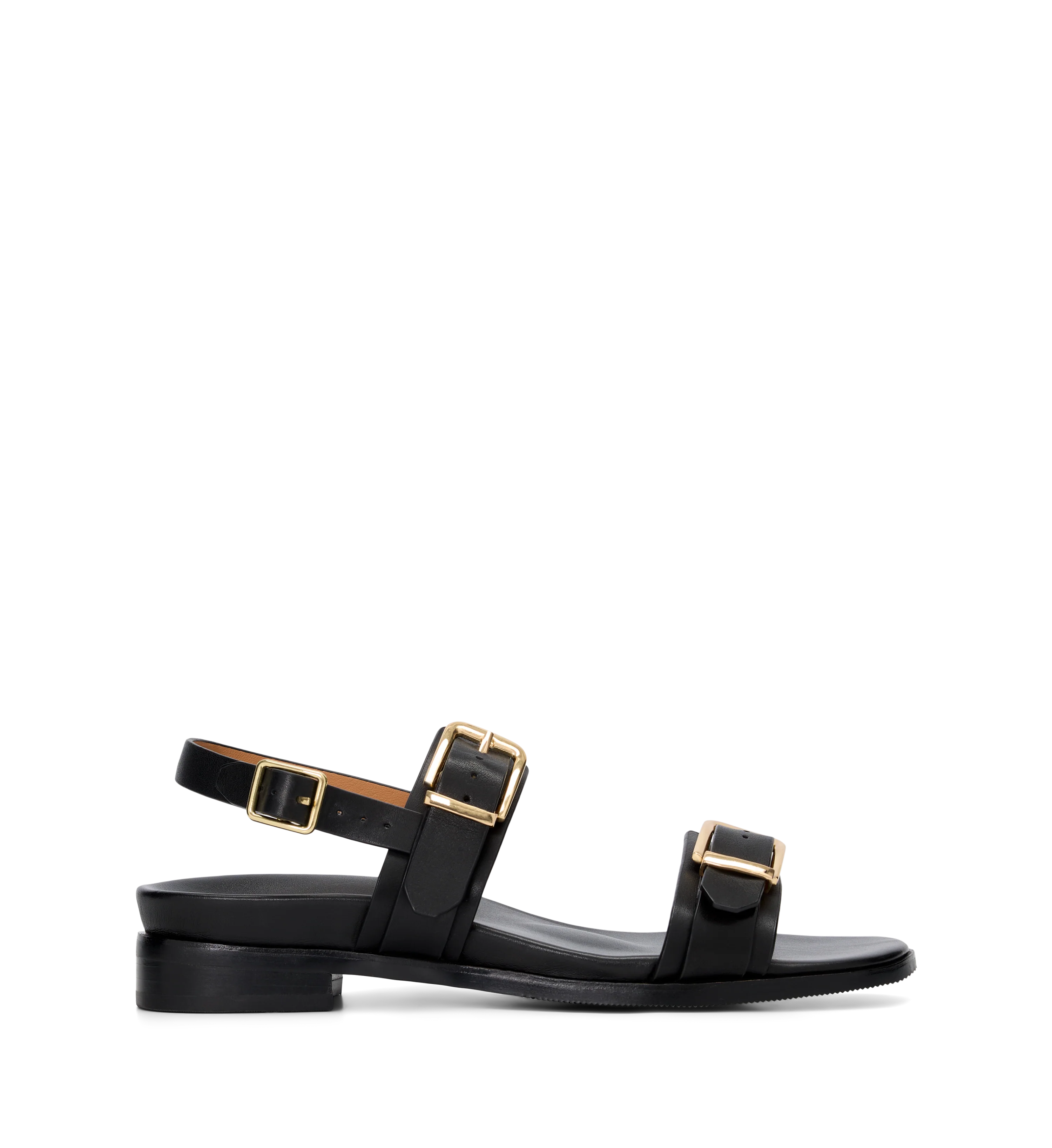 Brubru Black Leather Sandals