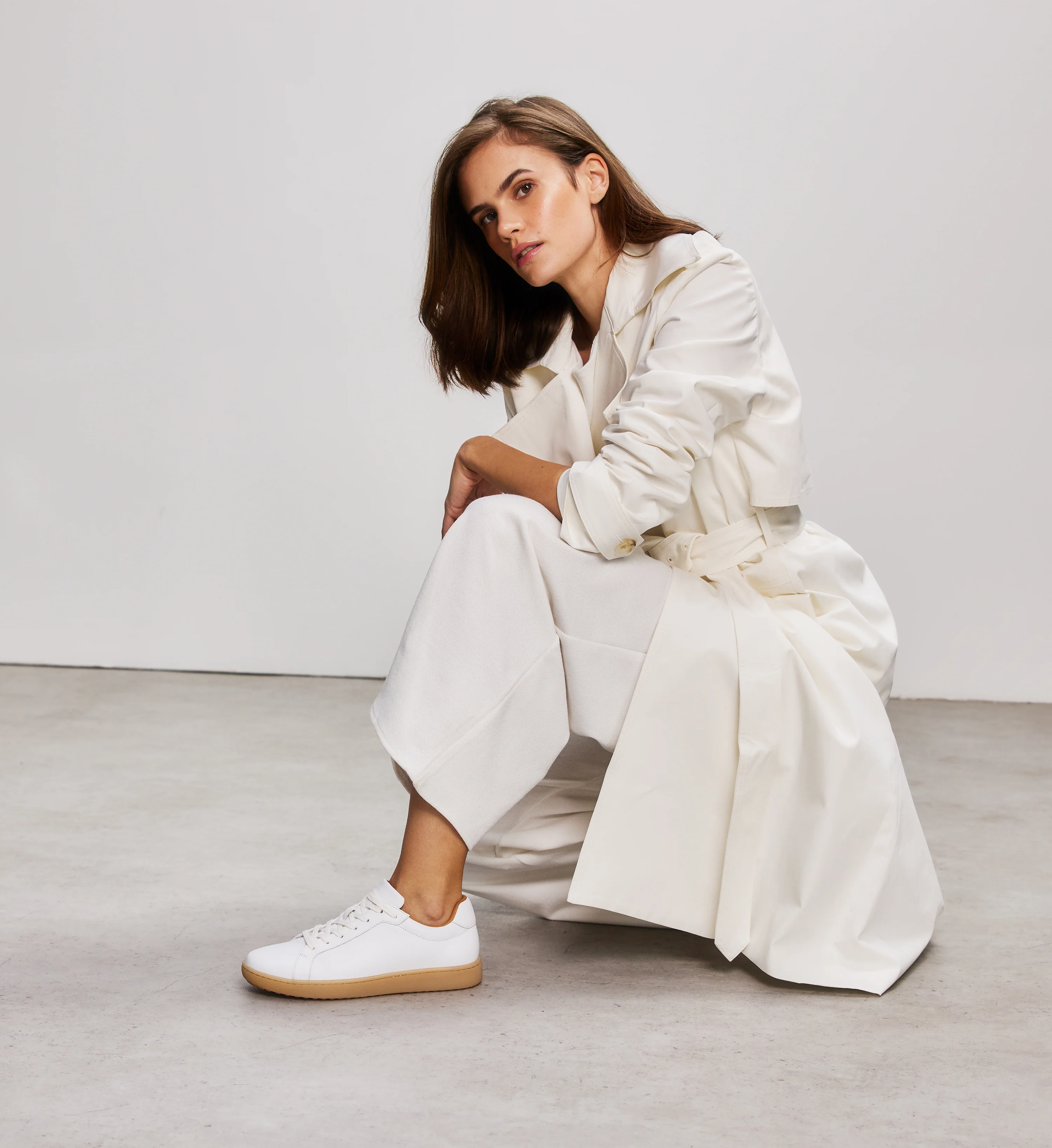 Sialia White Leather & Gum Sole Sneakers